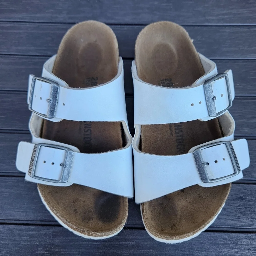 Birkenstock Arizona Kids White Sandals Shoes Kids Girls Size 28